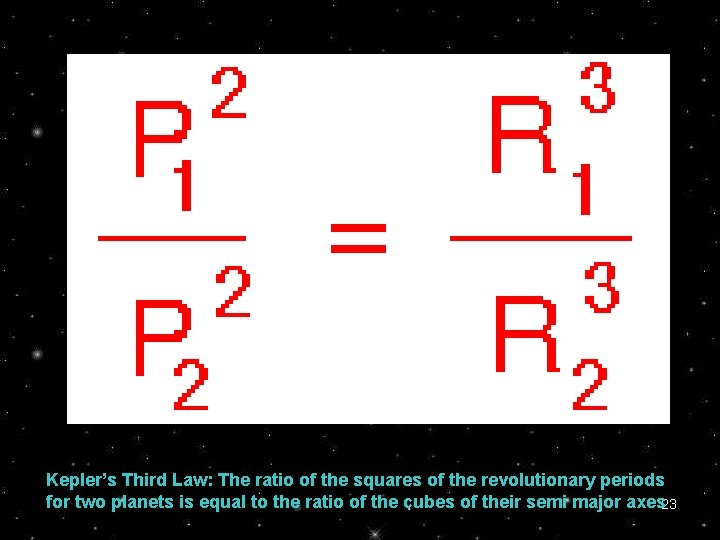 Kepler’s Third Law: The ratio of the squares of the revolutionary periods for two