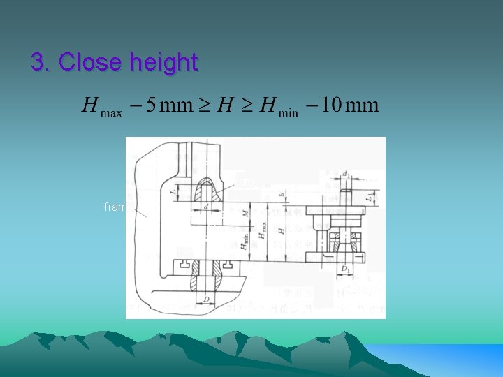 3. Close height ram frame plate 
