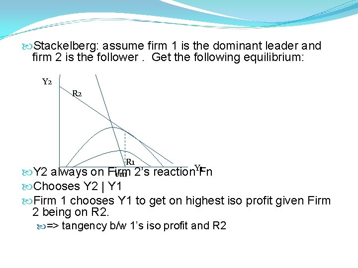  Stackelberg: assume firm 1 is the dominant leader and firm 2 is the