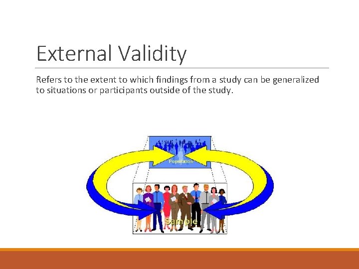 External Validity Refers to the extent to which findings from a study can be