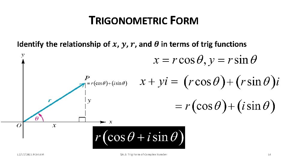 TRIGONOMETRIC FORM 12/17/2021 9: 54 AM § 6. 5: Trig Form of Complex Number