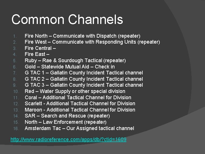 Common Channels 1. 2. 3. 4. 5. 6. 7. 8. 9. 10. 11. 12.