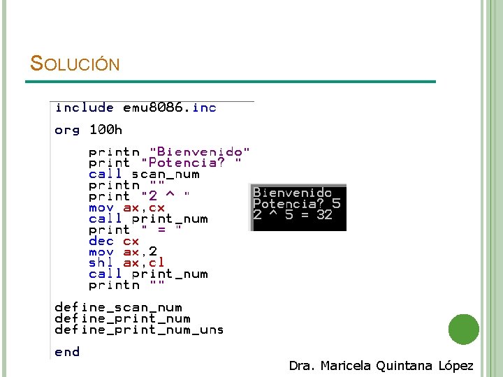 SOLUCIÓN Dra. Maricela Quintana López 