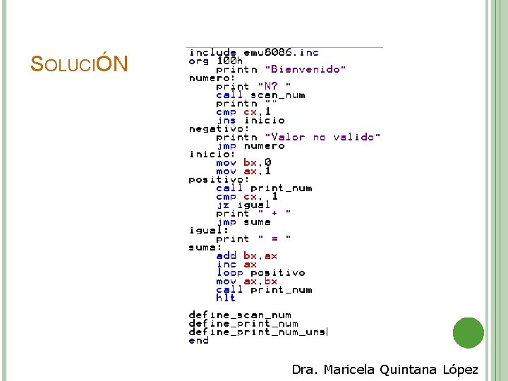 SOLUCIÓN Dra. Maricela Quintana López 