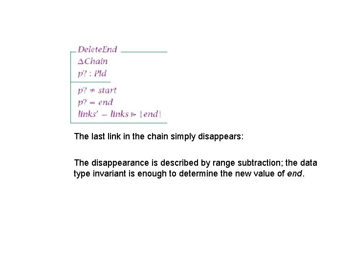 The last link in the chain simply disappears: The disappearance is described by range