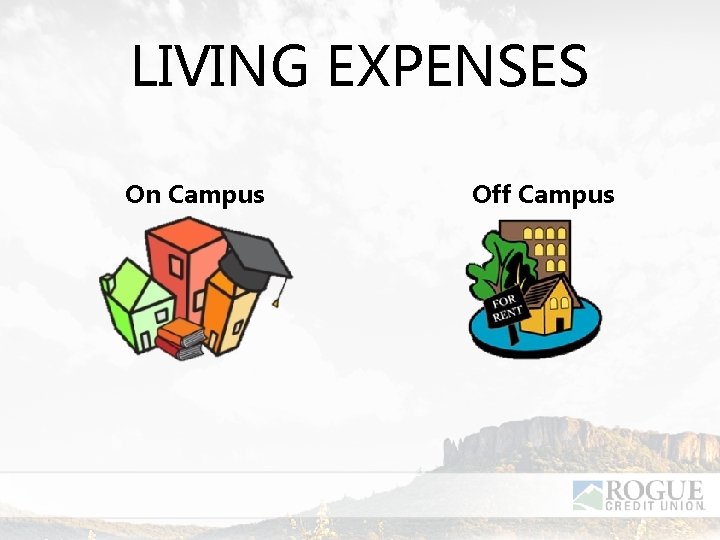 LIVING EXPENSES On Campus Off Campus 
