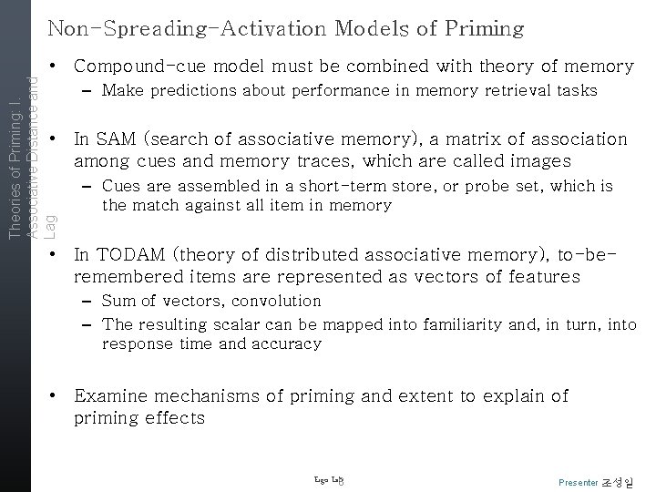 Non-Spreading-Activation Models of Priming Theories of Priming: I. Associative Distance and Lag • Compound-cue