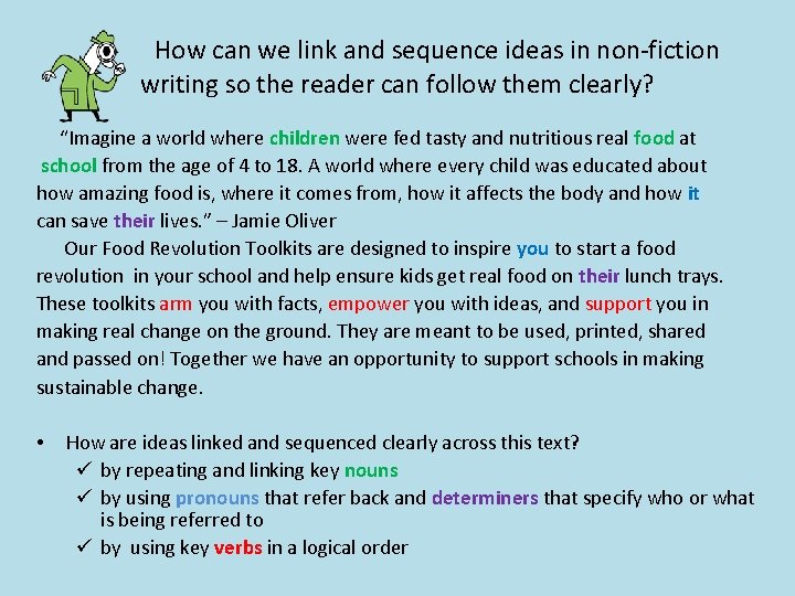 How can we link and sequence ideas in non-fiction writing so the reader can