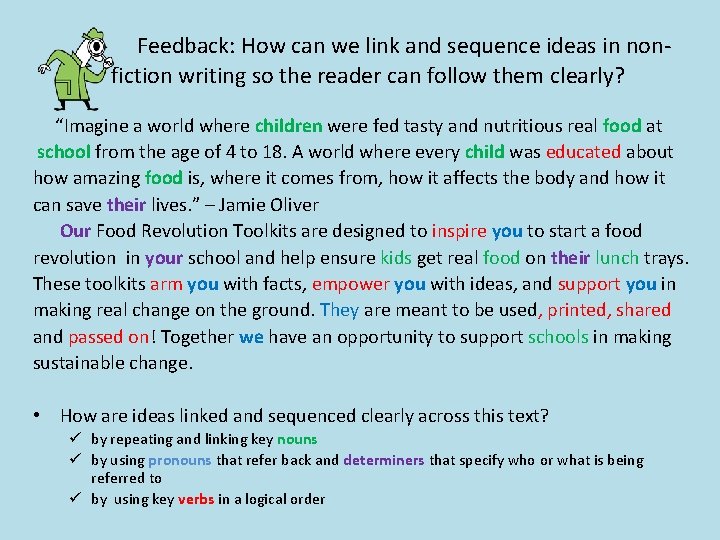 Feedback: How can we link and sequence ideas in nonfiction writing so the reader