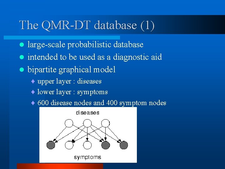 The QMR-DT database (1) large-scale probabilistic database l intended to be used as a