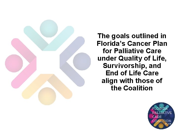 The goals outlined in Florida’s Cancer Plan for Palliative Care under Quality of Life,