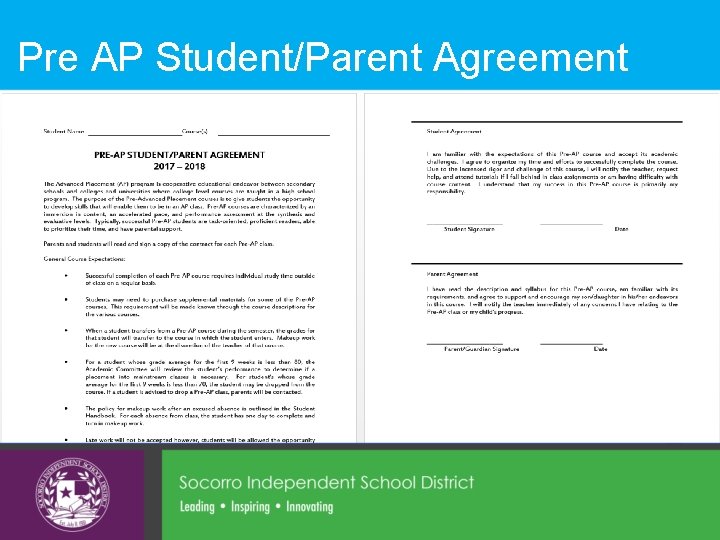 Pre AP Student/Parent Agreement 