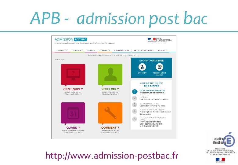 APB - admission post bac http: //www. admission-postbac. fr 