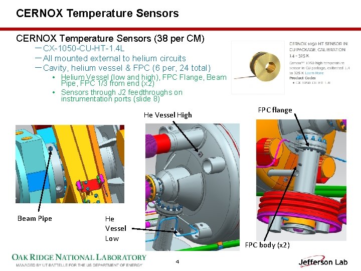 CERNOX Temperature Sensors (38 per CM) －CX-1050 -CU-HT-1. 4 L －All mounted external to