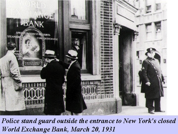 Police stand guard outside the entrance to New York's closed World Exchange Bank, March