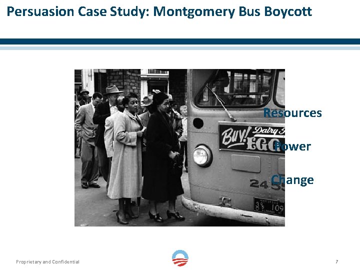 Persuasion Case Study: Montgomery Bus Boycott Resources Power Change Proprietary and Confidential 7 