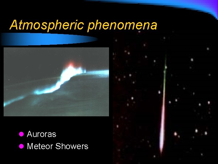 Atmospheric phenomena l Auroras l Meteor Showers 