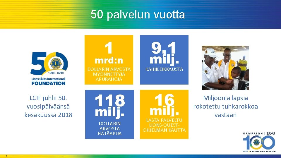 50 palvelun vuotta 1 mrd: n LCIF juhlii 50. vuosipäiväänsä kesäkuussa 2018 milj. DOLLARIN