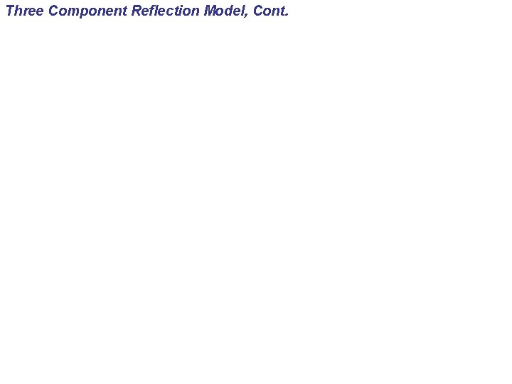 Three Component Reflection Model, Cont. 