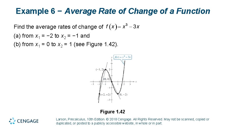 Example 6 − Average Rate of Change of a Function Find the average rates