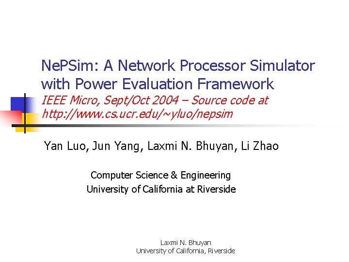 Ne PSim A Network Processor Simulator with Power