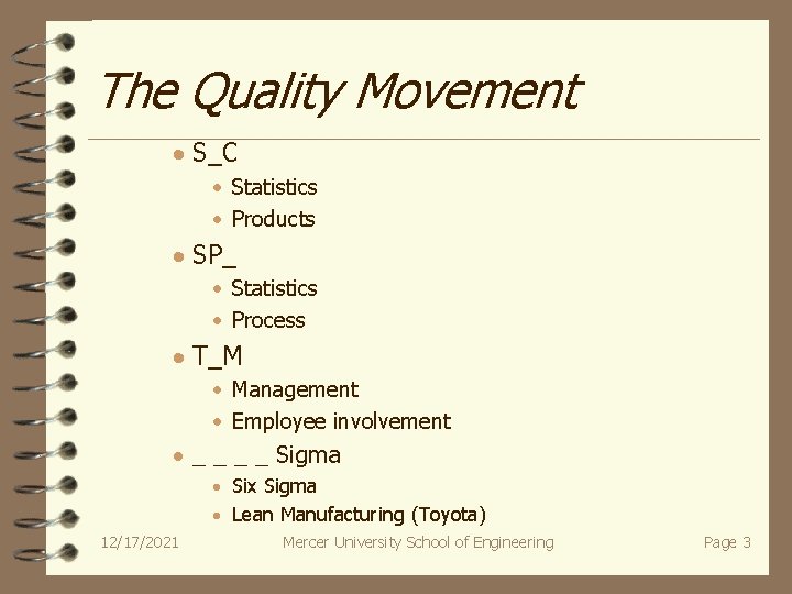 The Quality Movement · S_C · Statistics · Products · SP_ · Statistics ·