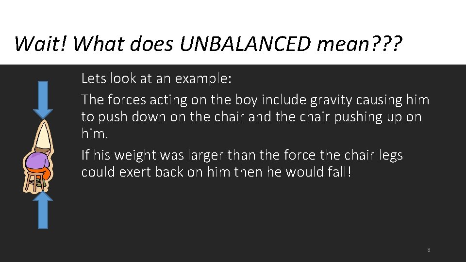 Wait! What does UNBALANCED mean? ? ? Lets look at an example: The forces