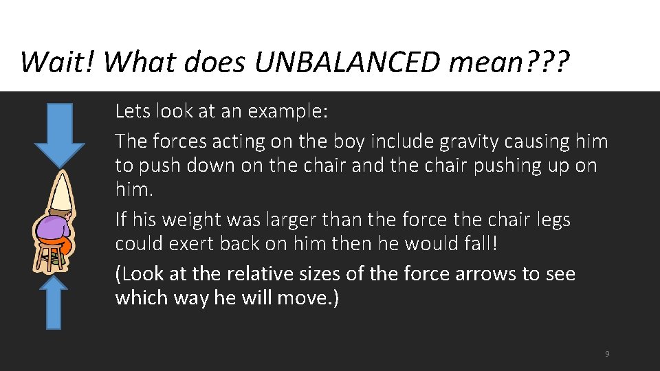 Wait! What does UNBALANCED mean? ? ? Lets look at an example: The forces