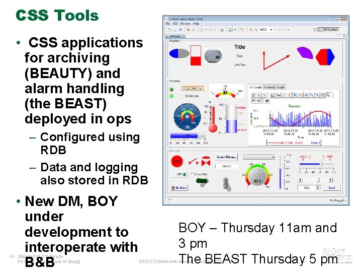 CSS Tools • CSS applications for archiving (BEAUTY) and alarm handling (the BEAST) deployed