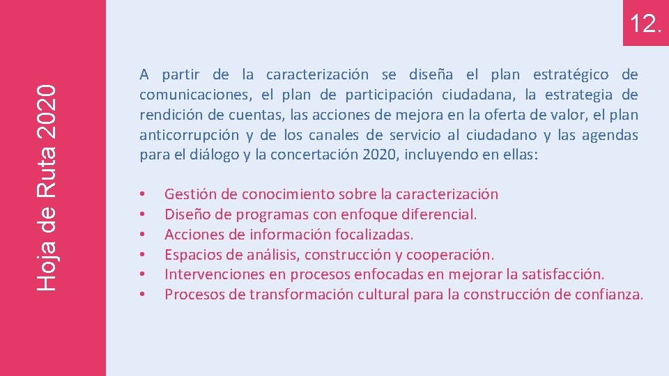 Hoja de Ruta 2020 12. A partir de la caracterización se diseña el plan