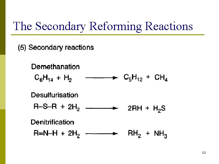 The Secondary Reforming Reactions 13 The Secondary Reforming Reactions 13