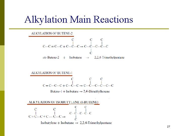 Alkylation Main Reactions 27 Alkylation Main Reactions 27