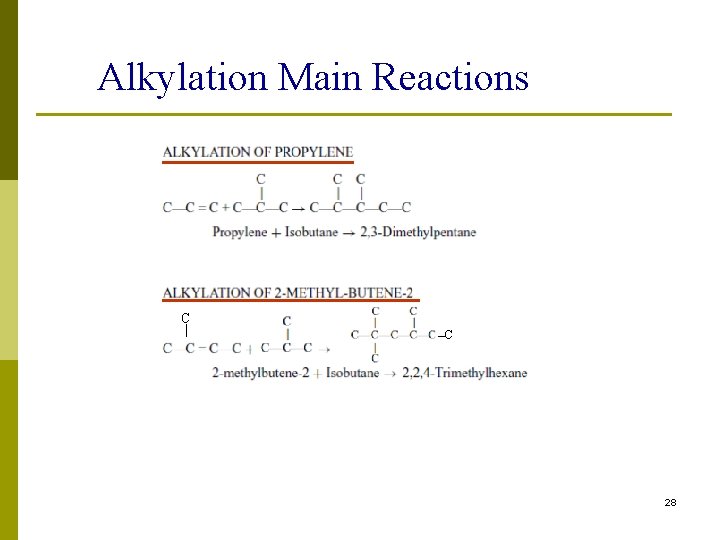 Alkylation Main Reactions C C 28 Alkylation Main Reactions C C 28