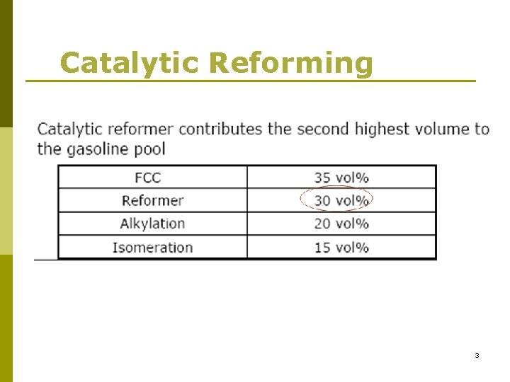 Catalytic Reforming 3 Catalytic Reforming 3