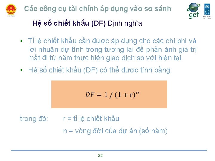 Các công cụ tài chính áp dụng vào so sánh Hệ số chiết khấu