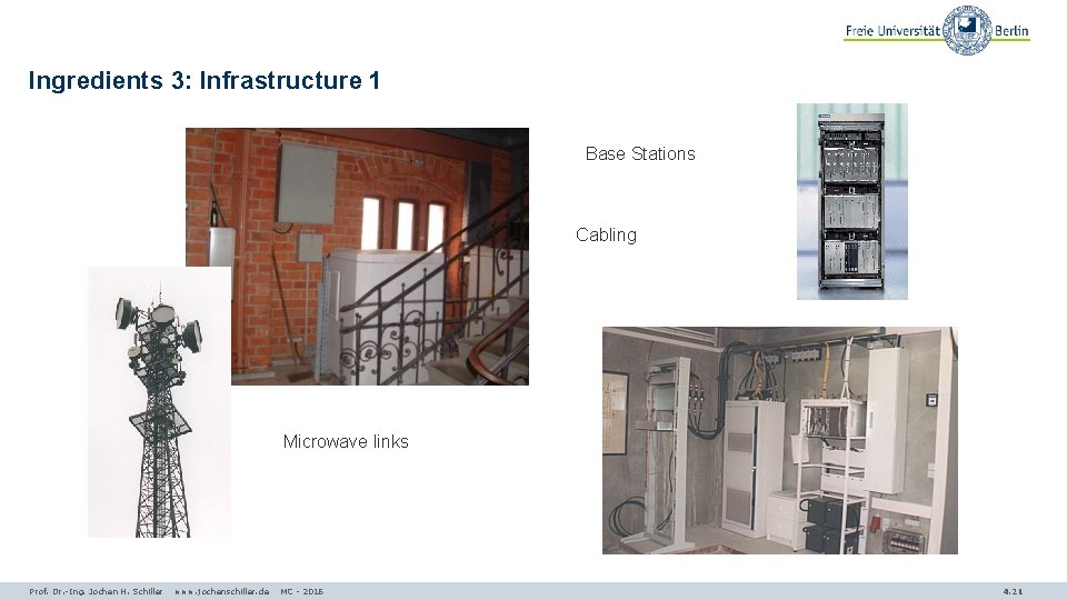 Ingredients 3: Infrastructure 1 Base Stations Cabling Microwave links Prof. Dr. -Ing. Jochen H.