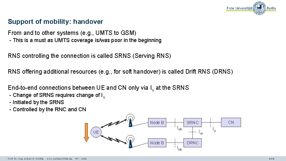 Support of mobility: handover From and to other systems (e. g. , UMTS to