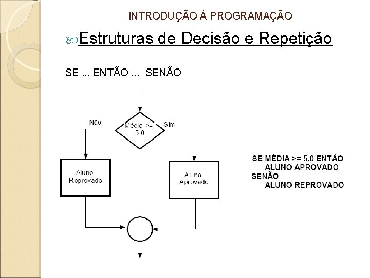 INTRODUÇÃO À PROGRAMAÇÃO Estruturas de Decisão e Repetição SE. . . ENTÃO. . .