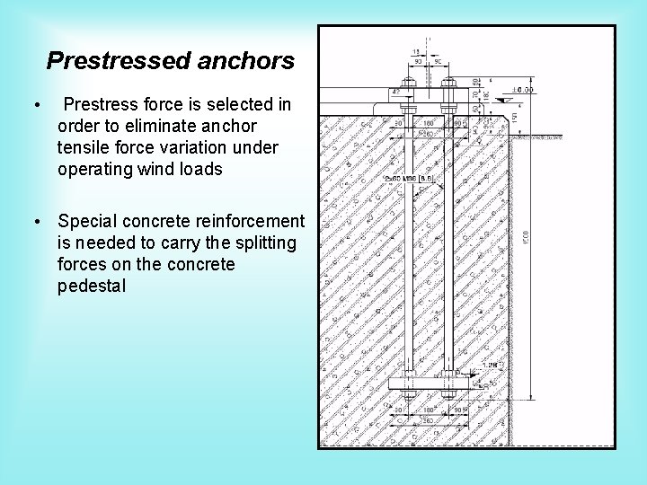 Prestressed anchors • Prestress force is selected in order to eliminate anchor tensile force