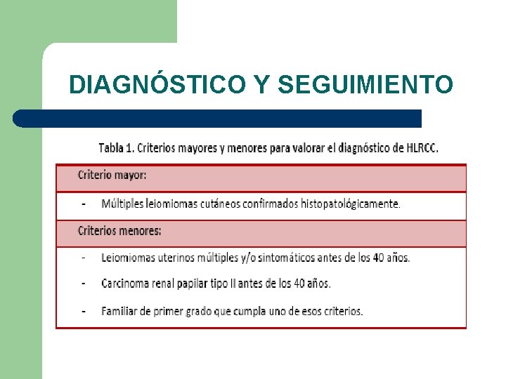 DIAGNÓSTICO Y SEGUIMIENTO 