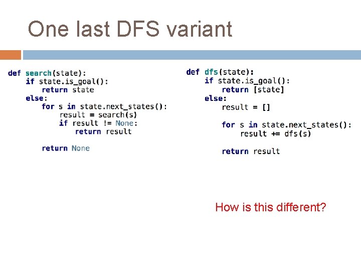 One last DFS variant How is this different? 