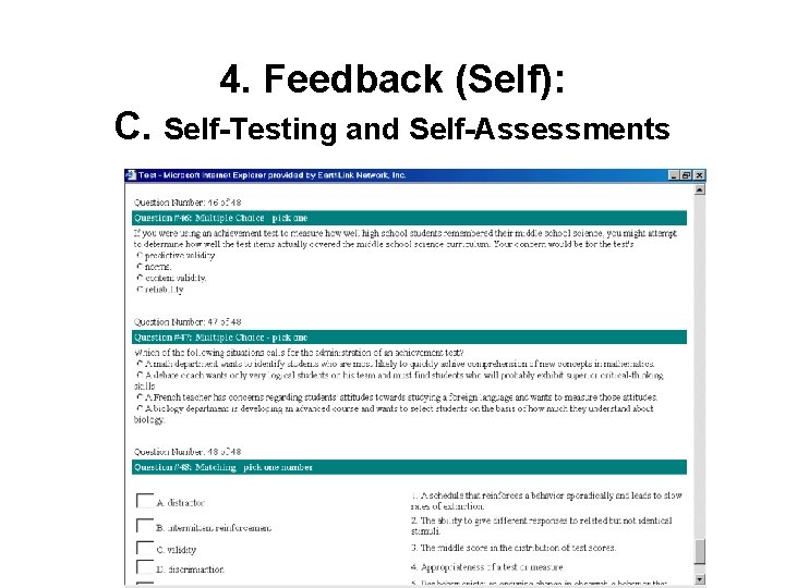 4. Feedback (Self): C. Self-Testing and Self-Assessments 