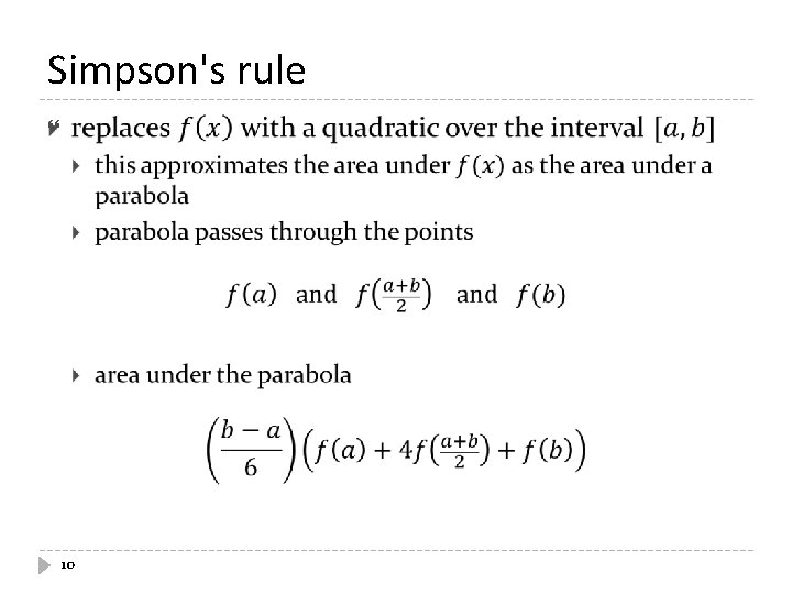 Simpson's rule 10 