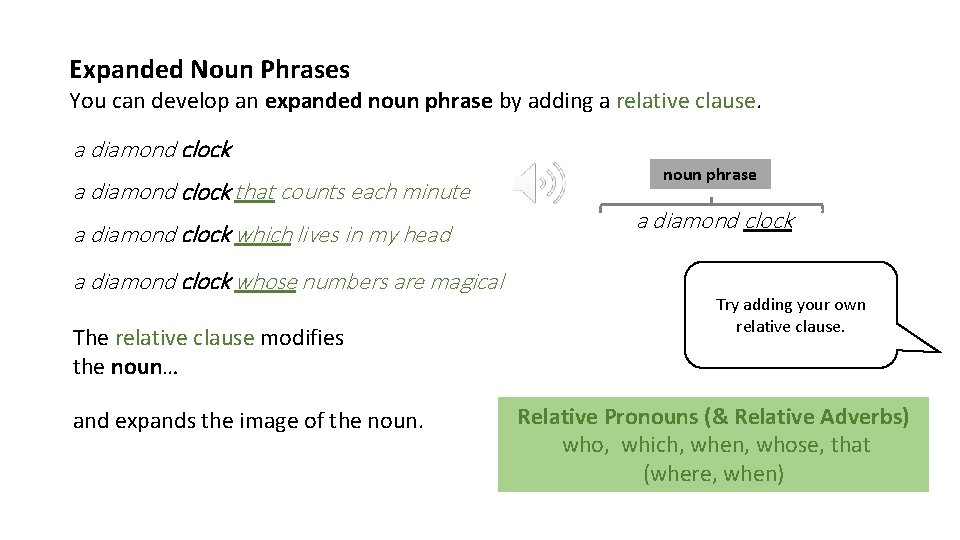 Expanded Noun Phrases You can develop an expanded noun phrase by adding a relative