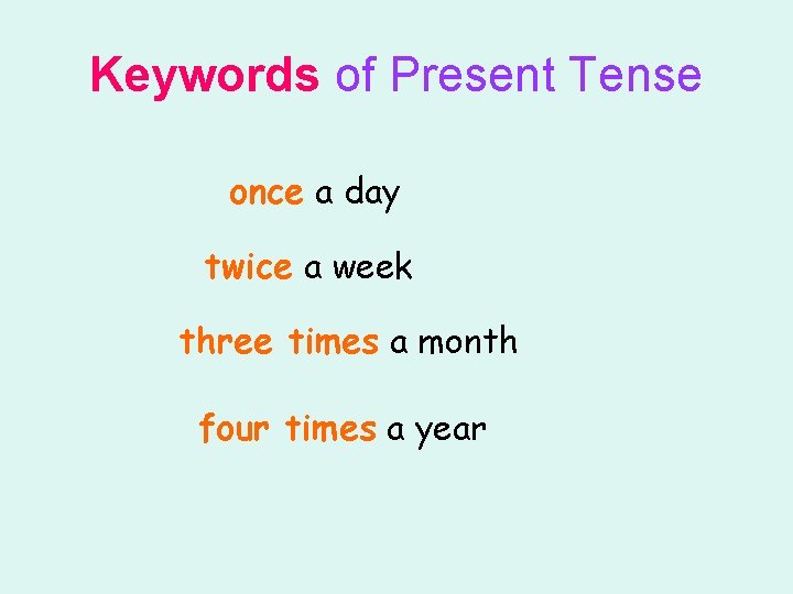 Keywords of Present Tense once a day twice a week three times a month