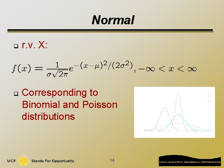 Normal q q r. v. X: Corresponding to Binomial and Poisson distributions 14 