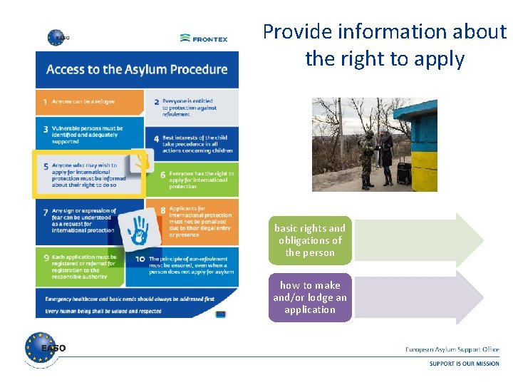 Provide information about the right to apply basic rights and obligations of the person Provide information about the right to apply basic rights and obligations of the person