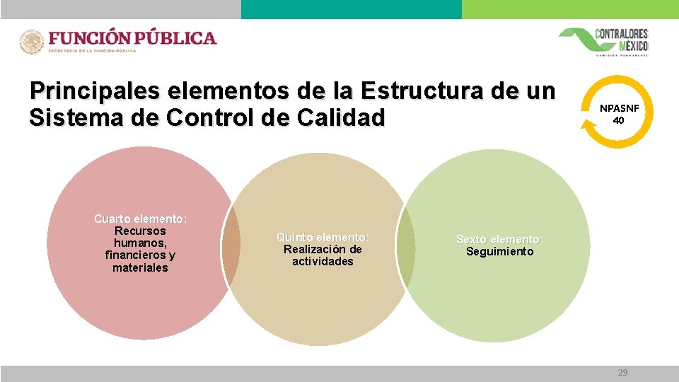 Principales elementos de la Estructura de un Sistema de Control de Calidad Cuarto elemento: