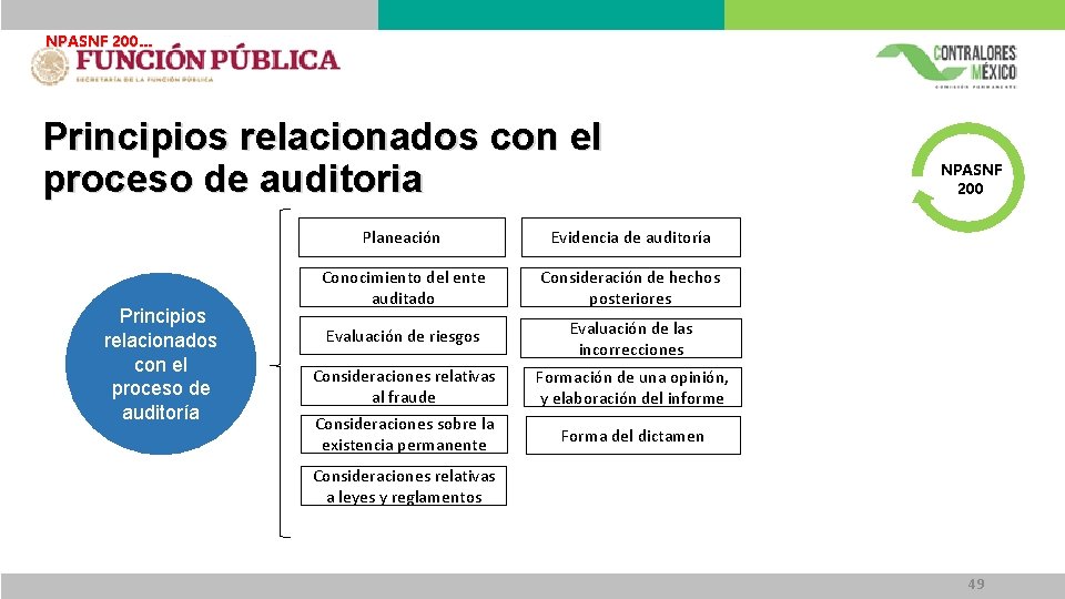 NPASNF 200… Principios relacionados con el proceso de auditoria Principios relacionados con el proceso