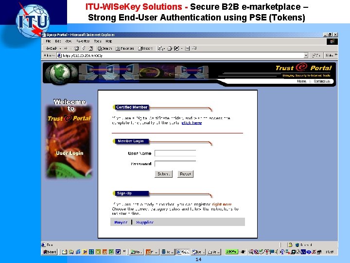 ITU-WISe. Key Solutions - Secure B 2 B e-marketplace – Strong End-User Authentication using